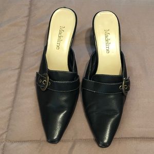Madeline Black Leather Upper Heels